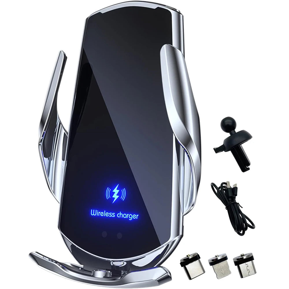 Q3 Smart Sensor Car Phone Wireless Charger 15W Fast Charging Auto-Clamping Car Phone Holder for iPhone and All Qi Enable Android