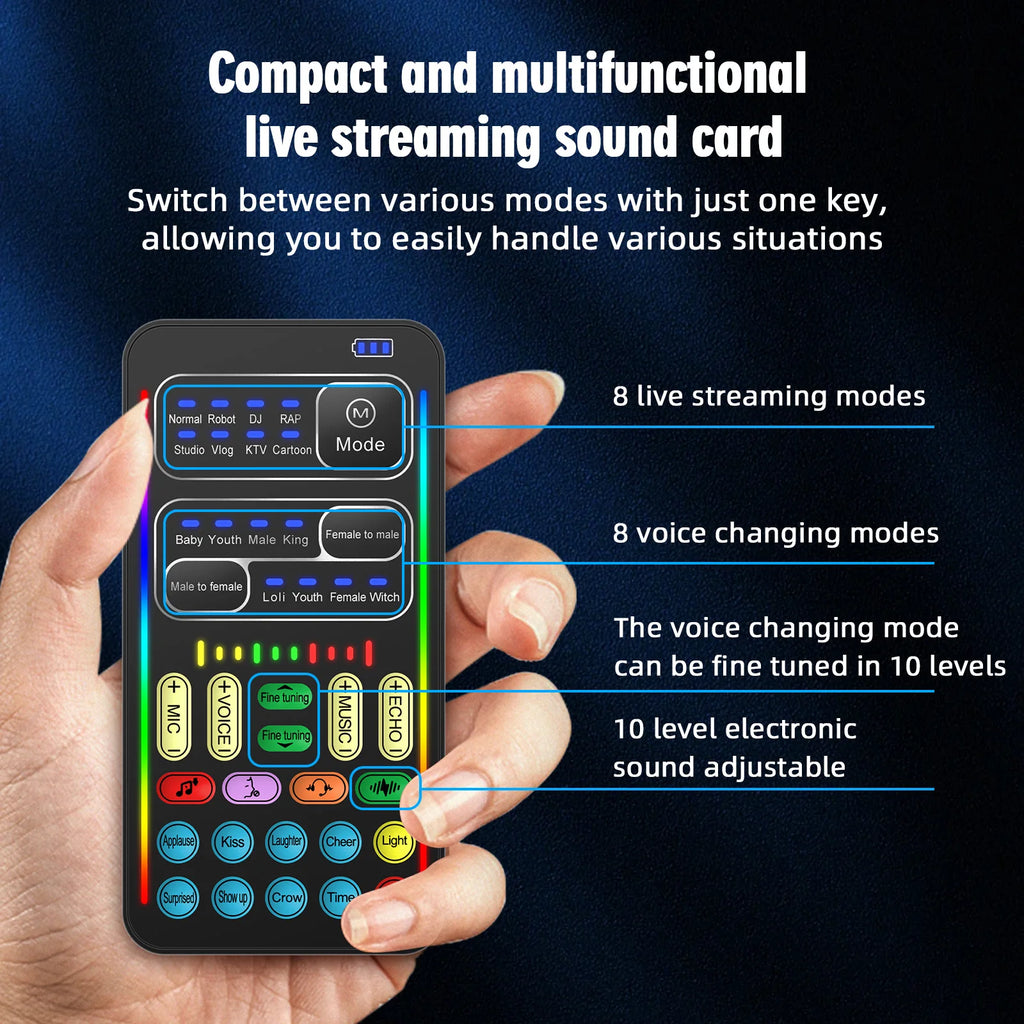 I9 Mini Voice Changer Live Sound Card + Headphones