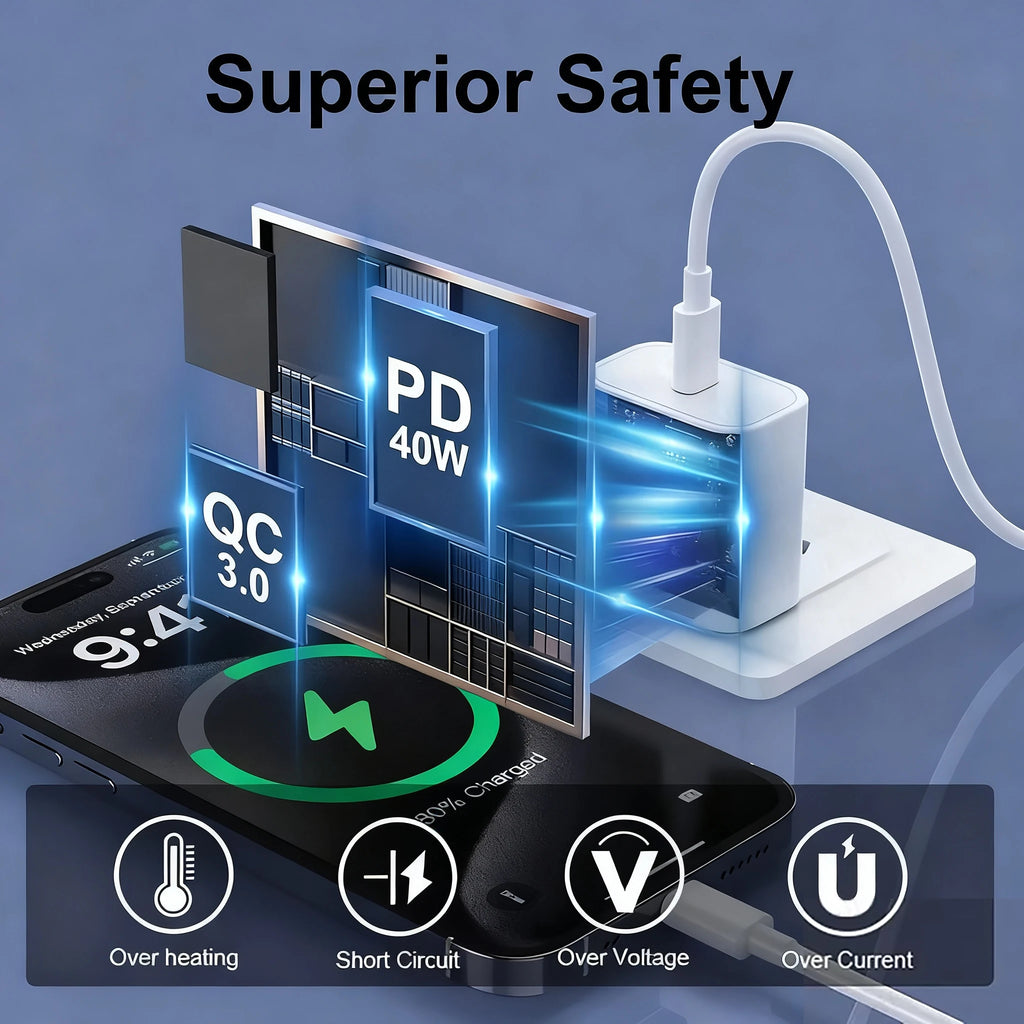 PD 40W Charger USB C Fast Charging Cable for IPhone 17 16 15 Pro