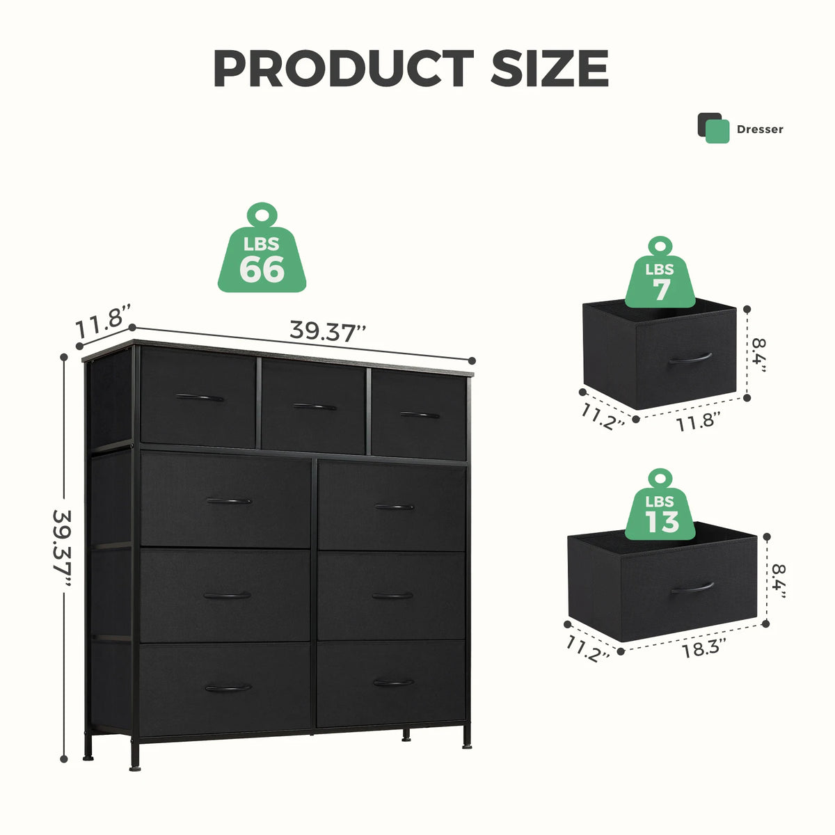 JHK 9 Drawer Tall Dresser Bedroom Storage Cabinet Closet