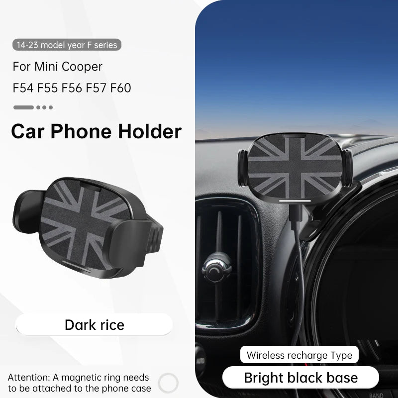 Car Phone Holder Wireless Charger For Mini Cooper F56 F55 F54 F60 F57 2014-2023 Central Control Mobile Phone Bracket Accessories