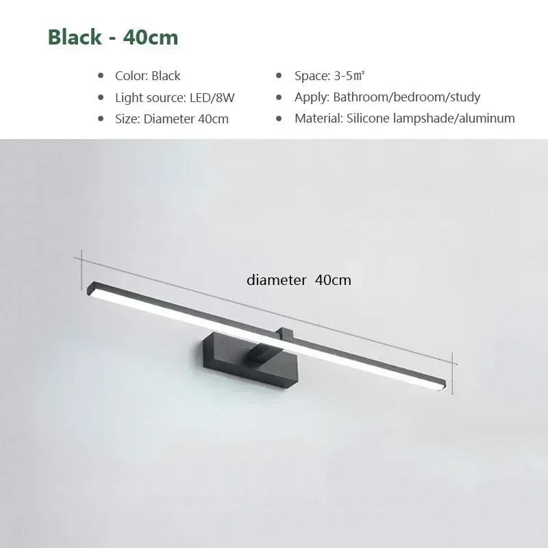 DINDALLED LED Bathroom Mirror Light, Modern Wall Sconce for Vanity Bedroom, Aluminum Home Decoration Line Lamp Fixture