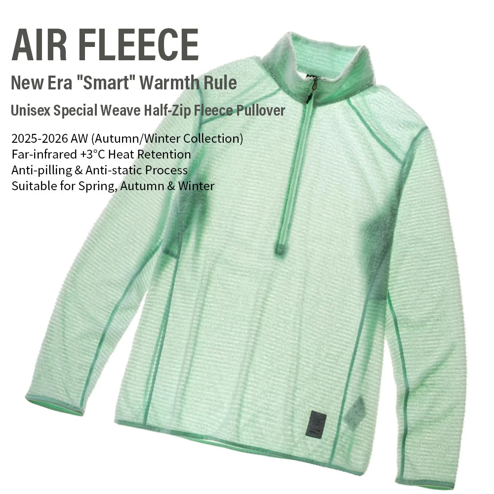 Men's Half-Zip Stand Collar Sweatshirt, Versatile Air Fleece Base Layer for Outdoor Camping, Hiking, Cycling