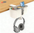 4-in-1 Desk Organizer - Under Desk Cup Holder and Headphone Hanger with 2 Wire Holes - Rotating Hanger，for Cup, Phone and Pen