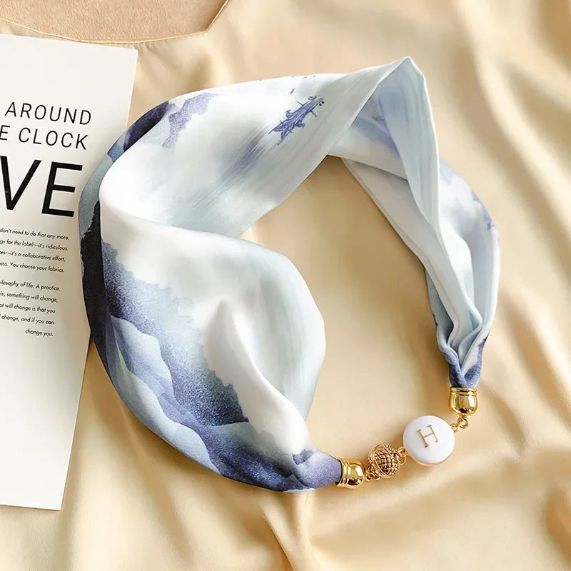 Imitation Silk Scarf Magnetic Buckle Necklace Pendant Wearing Spring and Autumn Cervical Protection for Women