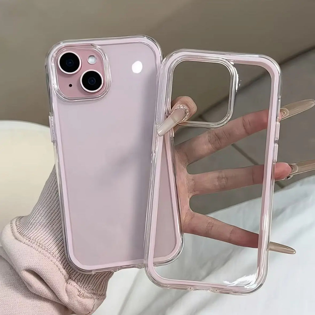 Luxury Candy Color Frame Clear Back Phone Case For iPhone 17 Air 16 15 14 13 12 18 Pro Max Plus Acrylic Shockproof Bumper Cover