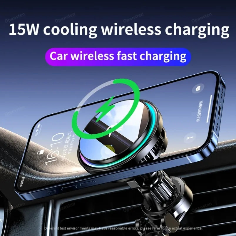 Tempered Glass 15W QI2 Wireless Charger ice Cooling Phone Holder For Magsafe iPhone 16~12 Magnet Cellphone Bracket Fast Charging