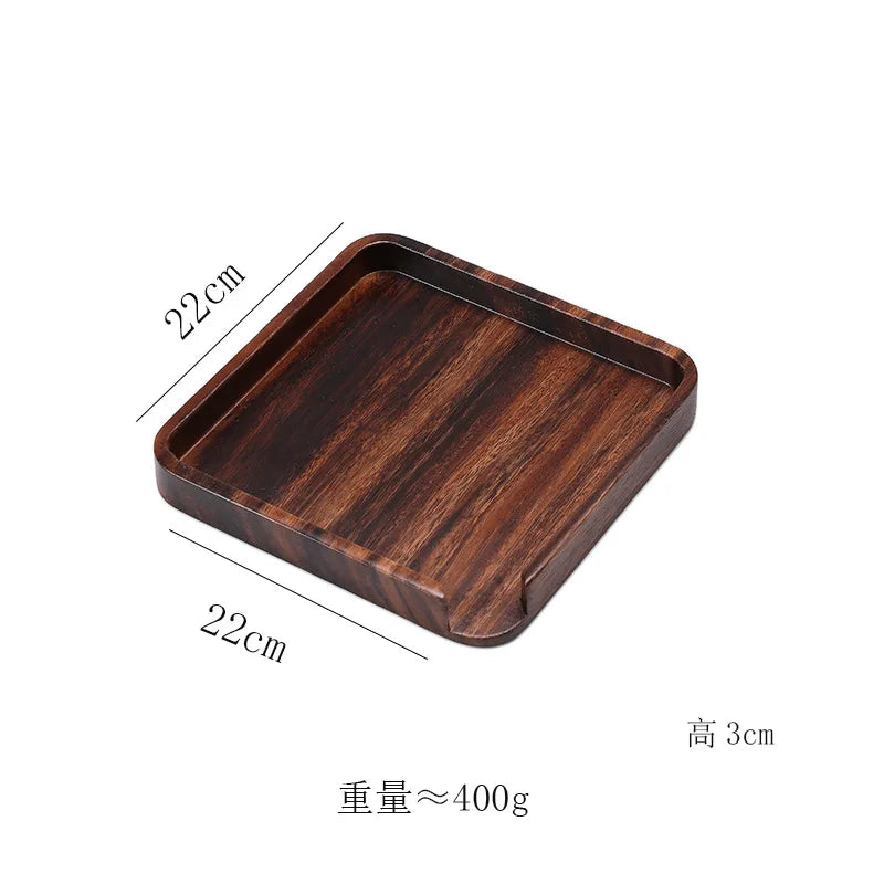 Walnut Solid Wood Tea Box Storage Tea Set Accessories Snack Storage Wooden Plate