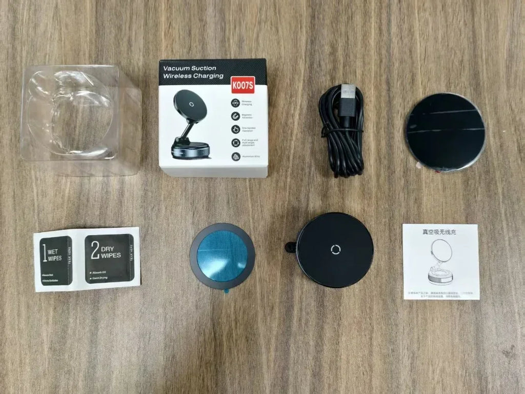 Car Magnetic Wireless Charger Phone Holder & 360° Rotation Vacuum Suction Cup Stand For iPhone 16 15 14 13 12 Fast Charging Dock