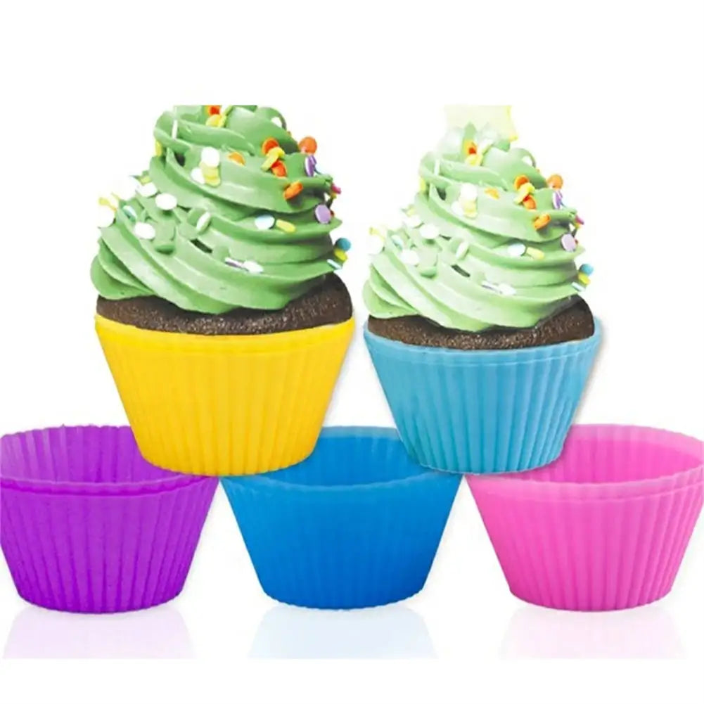 12pcs/Set Silicone Cake Mold Round Shaped DIY Cake Decorating Tools Muffin Cupcake Baking Molds Kitchen Cooking Bakeware Maker