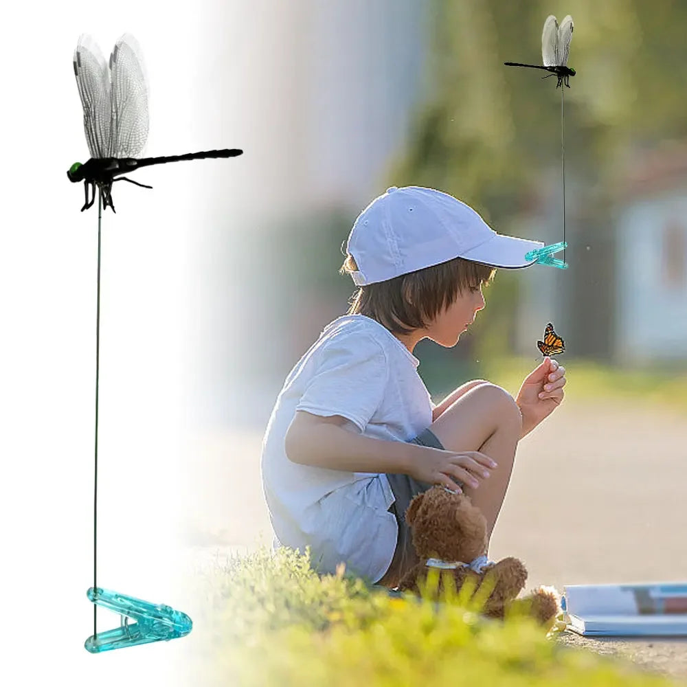 20-3pcs Simulation Dragonfly Clip Bug Deterrent Realistic Dragonfly Hat Clip Bug Repellent Dragonfly Home Garden Decor