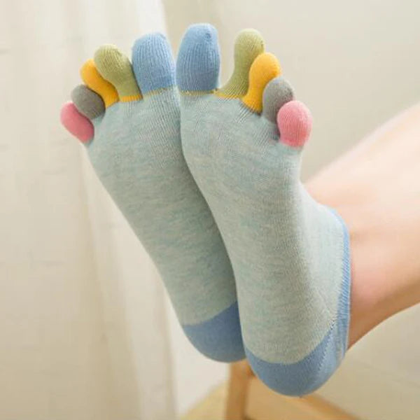 1/5Pairs Women Sports Toe Socks with Separate Fingers High Tube Five Finger Cotton Crew Socks Yoga High Quality