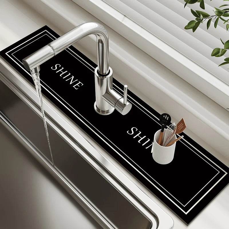 Kitchen Sink Faucet Mat Absorbent Faucet Splash Guard Drain Pad Bathroom Countertop Protector Diatomite Faucet Rug Washable