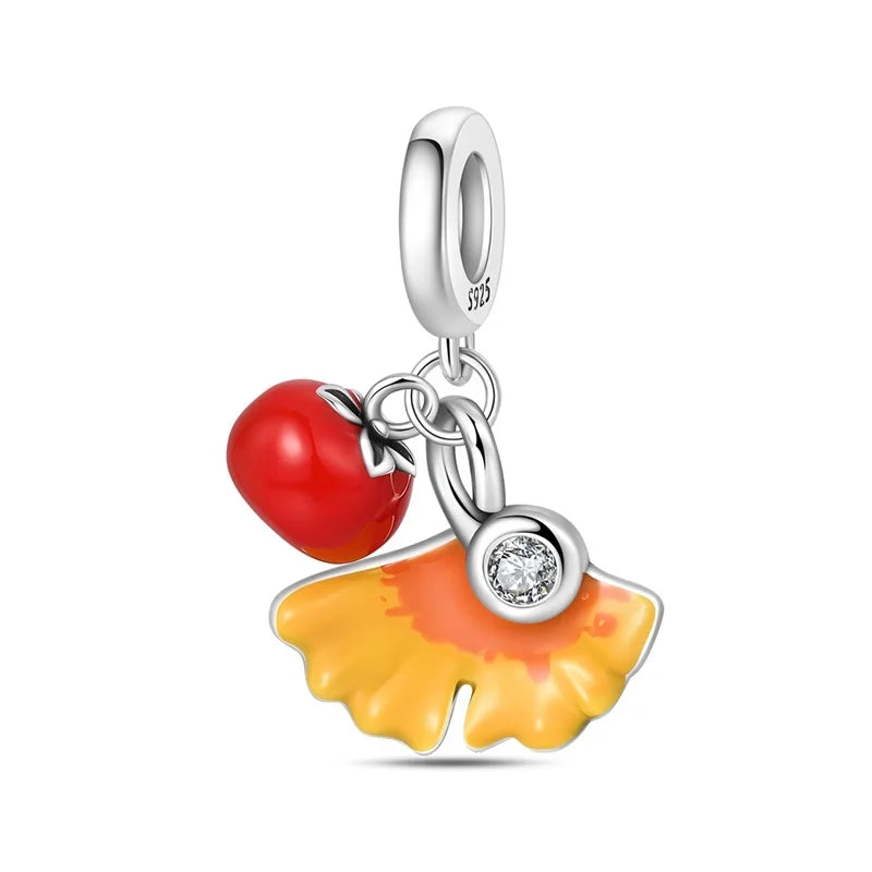 Cute Pet Series Capybara Couples Charms Eat Fruit Beads Fit DIY 925 Silver Bracelet Necklace Women Anniversary Jewelry Gift