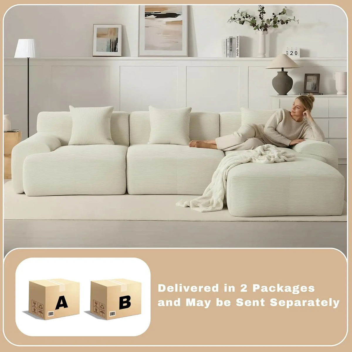 107in Corduroy Modular Sectional Sofa
