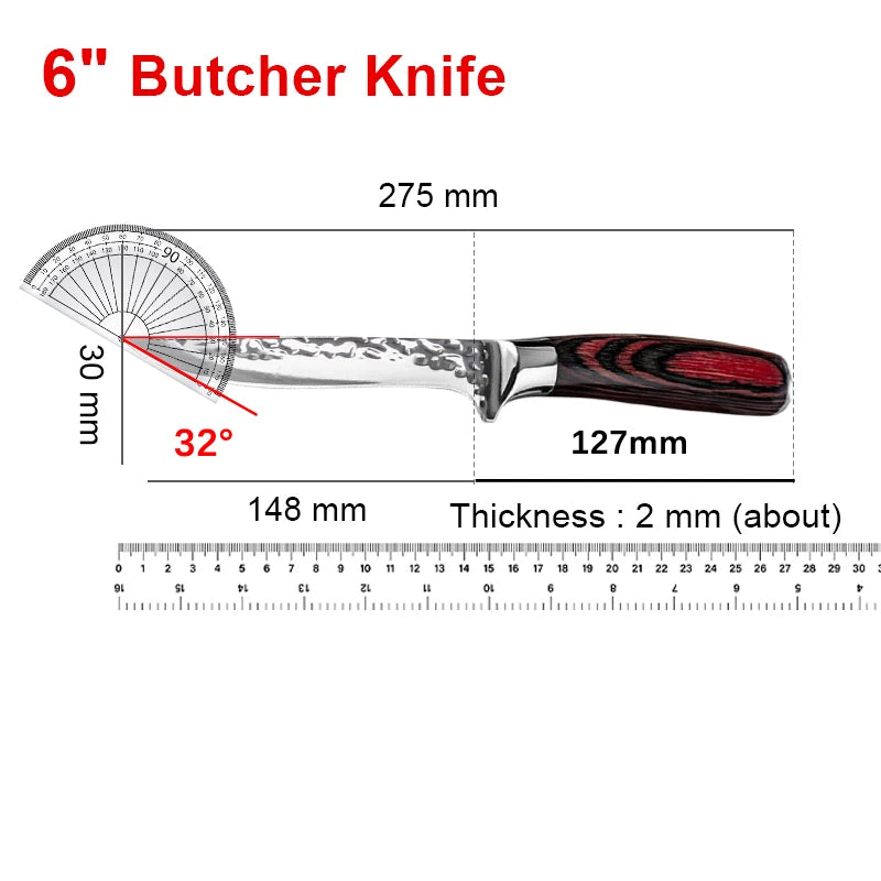 Handmade Stainless Steel Kitchen Chef Boning Knife Fishing Knife Sharp Meat Cleaver Butcher Knife Slicing Slaughter Knives Tool