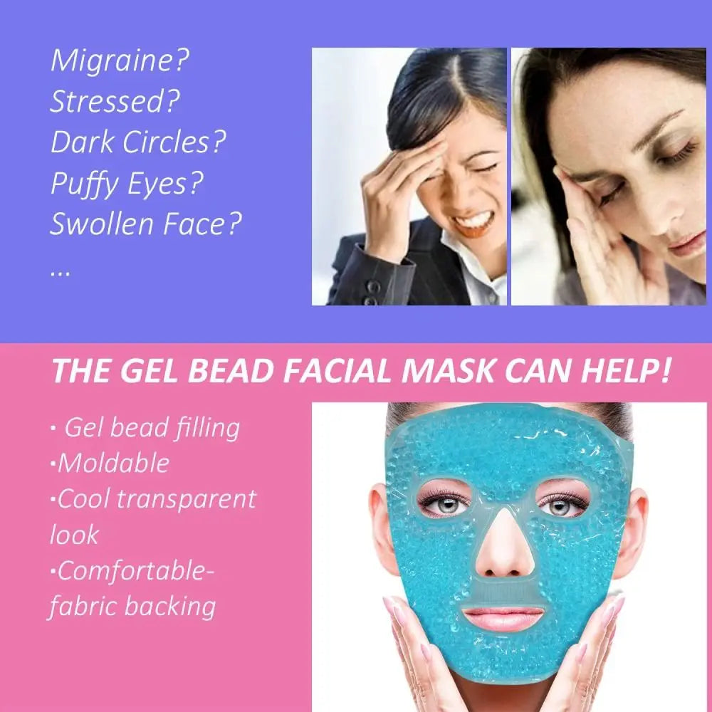 Relieve Fatigue Ice Gel Eye Face Mask Gel Beads Compress Reusable Sleep Mask Reduce Face Puff Cold and Hot Heat Skin Care Tool