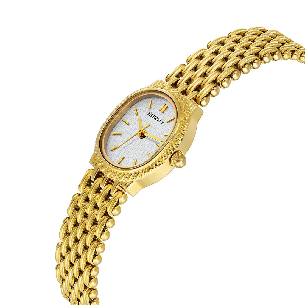 BERNY Golden Women Wristwatch Small Dial Ladies Gold Watch