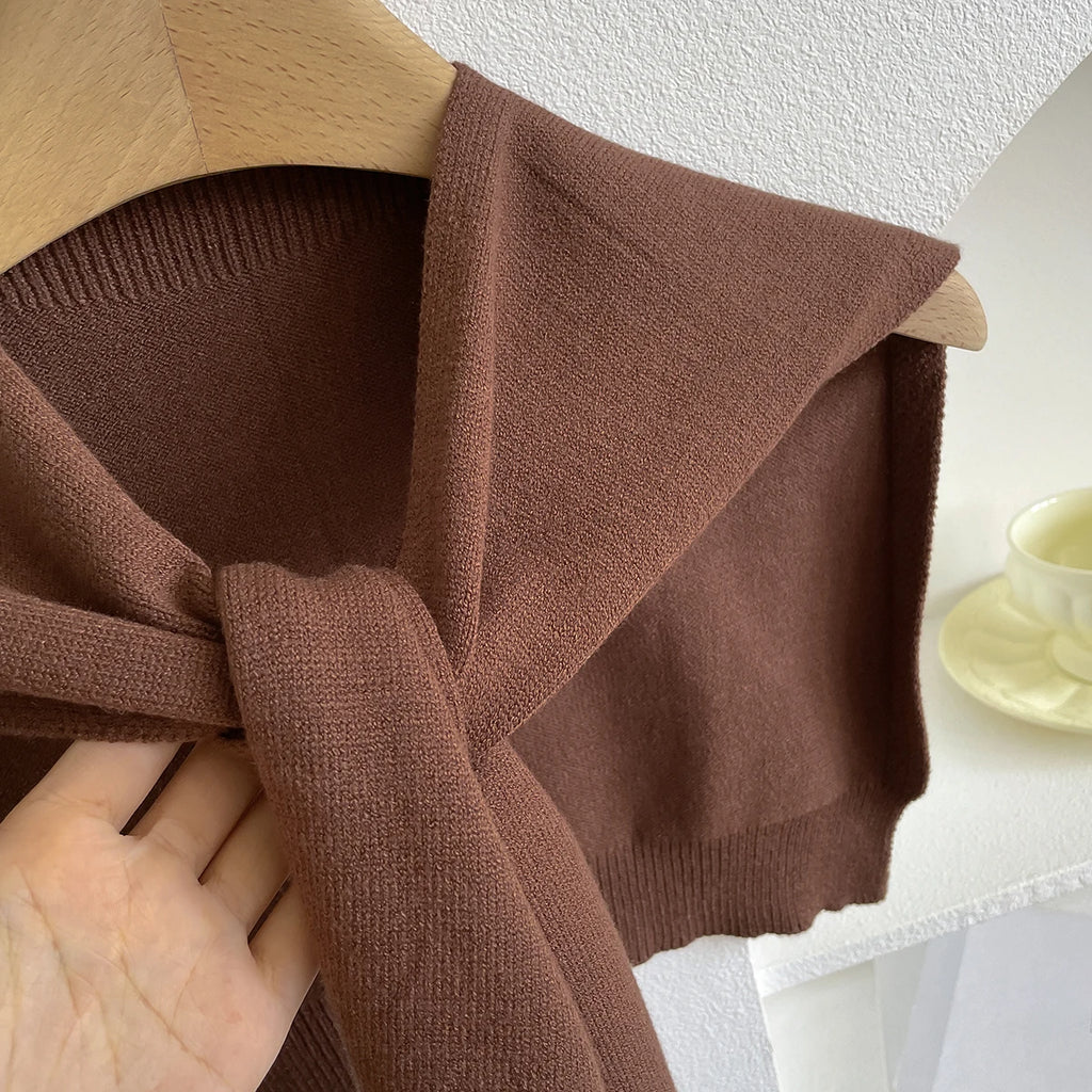 Women Latest Design Korean Style Knitted Shawl Summer Solid Sunscreen Pashmina Scarves Lady Wraps Bandana Spring Girl Soft Scarf