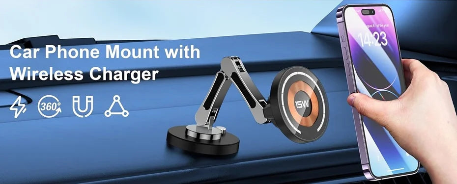 Universal Magnetic Phone Wireless Charger Holder Sucker in Car Home Mirro Gym Bath for Iphone 16 15 14 13 12 11 Pro Max Samsung