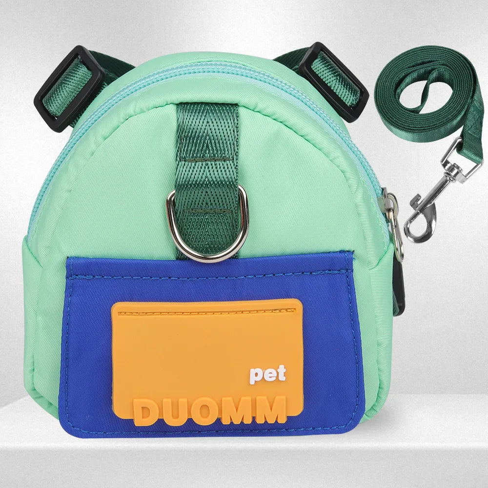 Cute Adjustable Pet Backpack with Harness Leashes Outdoor Travel Portable Dog Training Treat Pouch Pet Puppy Snack Storage Bags