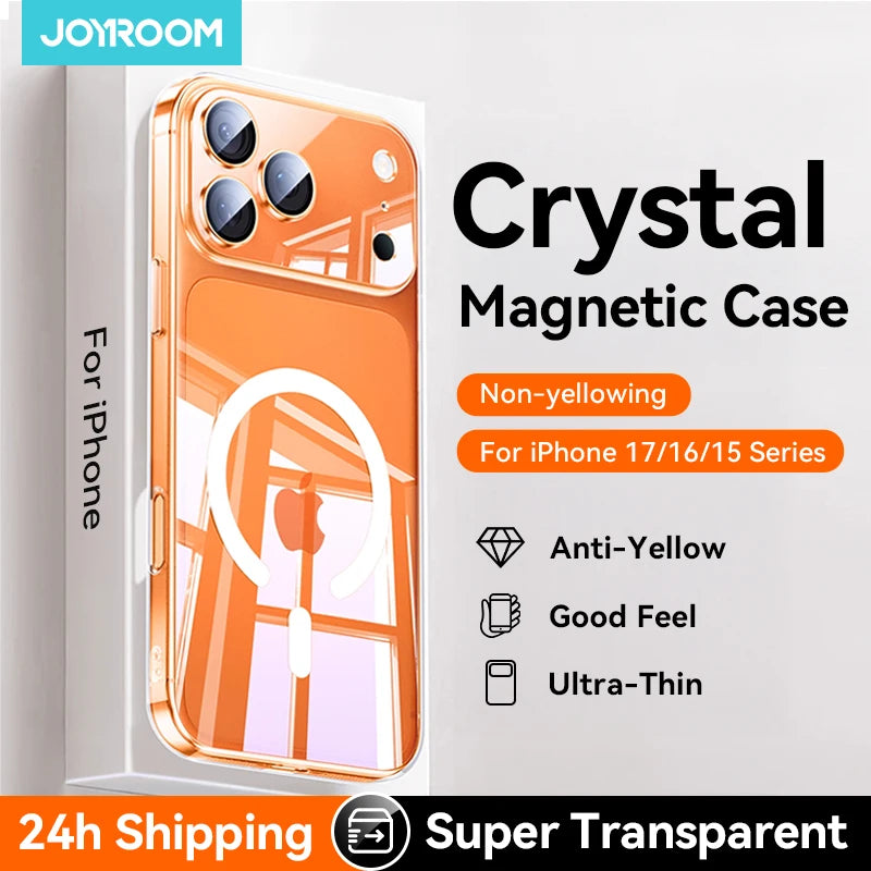 Joyroom Magnetic Case For iPhone 17 16 Pro Max Case Anti Yellow Transparent Cover For iPhone 17 Pro Wireless Charger Thin Cover