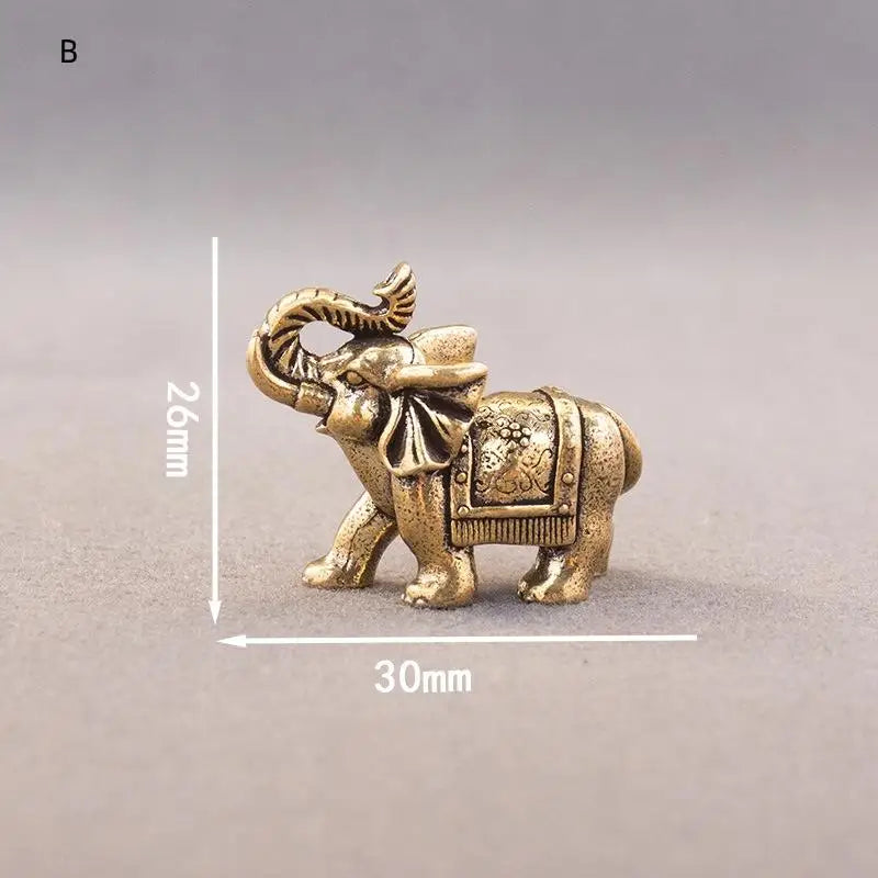 Solid Copper Animal Crafts Antique Bronze Minature Elephant Figurines Tea Pet Table Ornament Decorations Home Decor Living Room