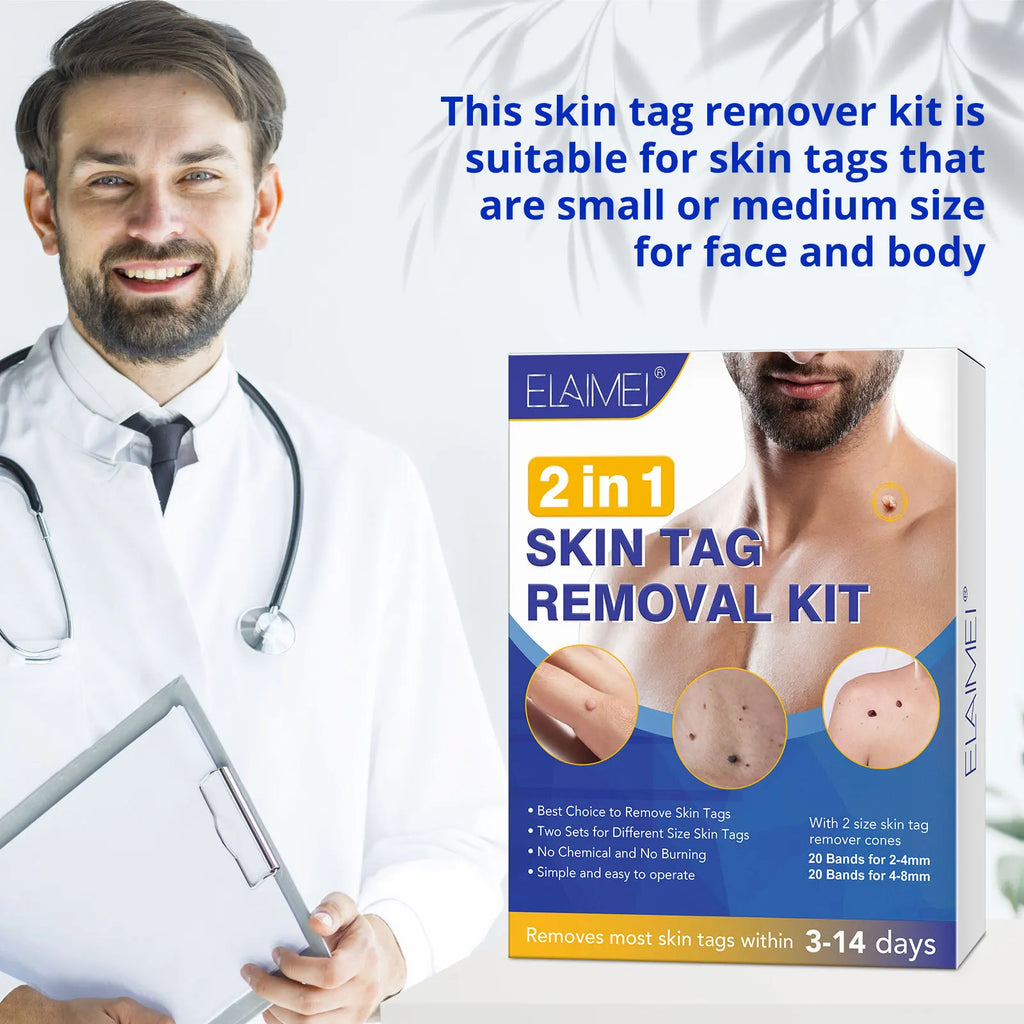 Auto Skin Tag Mole Wart Removal Face Skin Care Body Kit Painless Cleaning Tool Wart Dot Treatment for 2-8mm Beauty Health 2 In1
