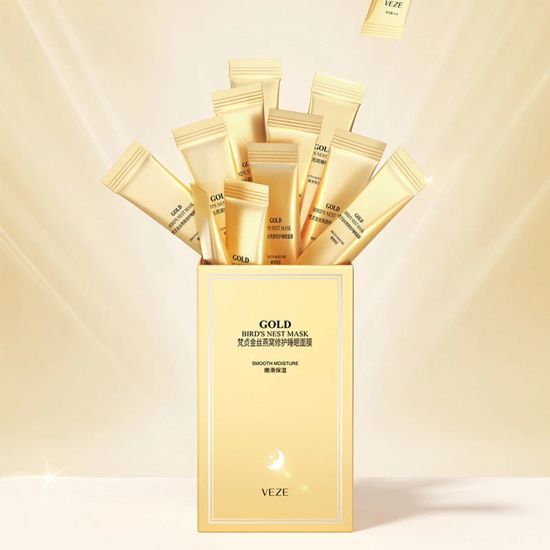 20Pcs Golden Silk Bird'S Nest Sleeping Mask Moisturizing And Hydrating Brightening Complexion Facial Mask Facial Skin Care