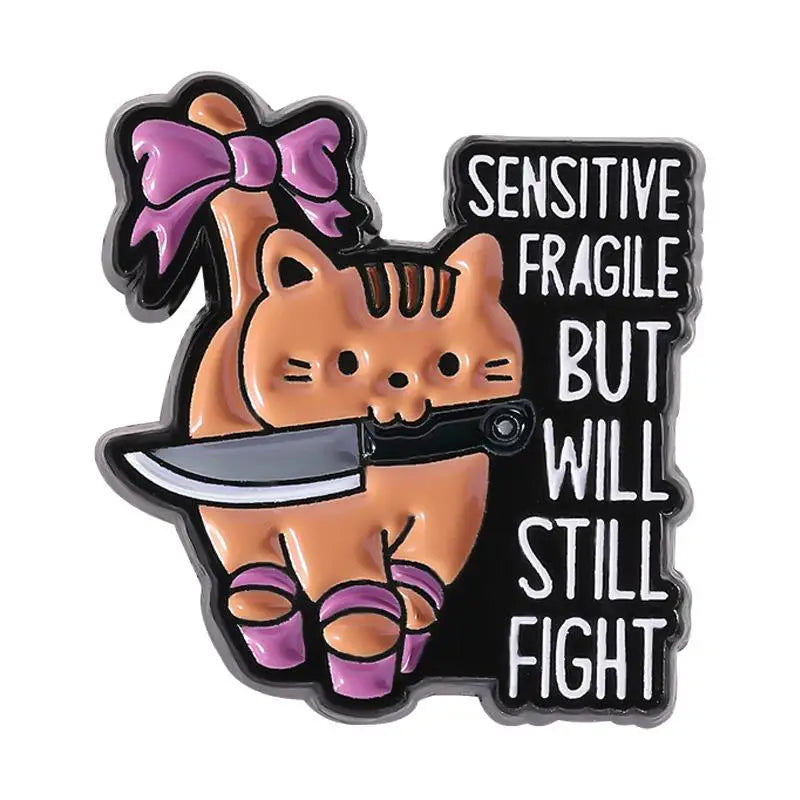 Creative Opossum Raccoon Cat Duck Pet Dog Enamel Pins Creative It's Fine I'm Fine Brooch Cute Penguin Turtle Sheep Pins Jewelry