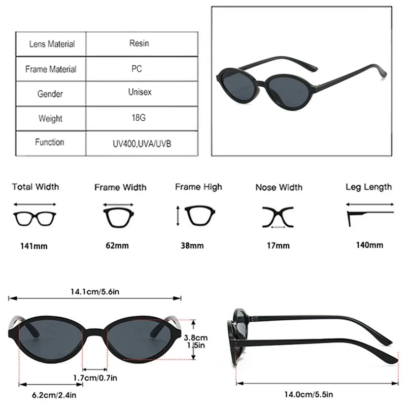 JNPCXI Fashion Small Oval Sunglasses Women Retro Punk Gradient Green Black Shades UV400