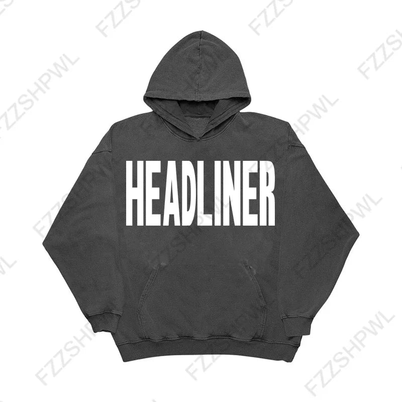 Y2k American Harajuku Punk Hip-Hop Gothic Letter Print Sweatshirt Hoodie Men And Women Retro Two-Fake Loose Oversized Steetwear
