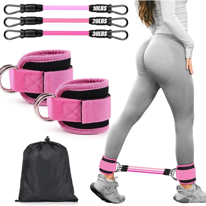 Ankle Resistance Bands with Secure Hold Slip-Proof Cuffs