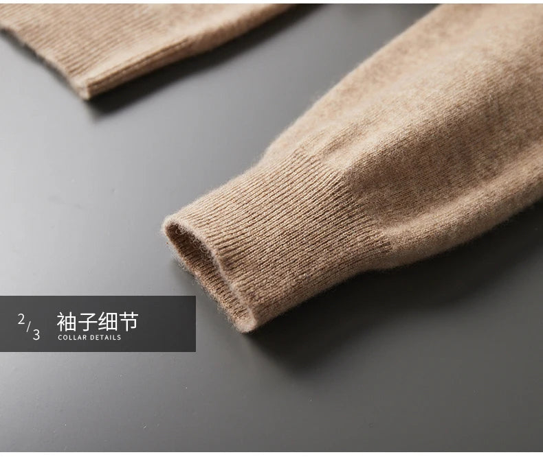 MVLYFLRT Men's 100% Merino Wool Sweater Hooded Collar Knitted Pullover Sweatshirt Autumn Winter Casual Large Tops Long Sleeved