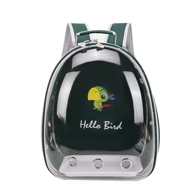 Portable Bird Cage with Prech Feeder and Tray, Acrylic Pet Backpack Bag, Parakeet, Cockatiel, Parrot, Bunny, Travel