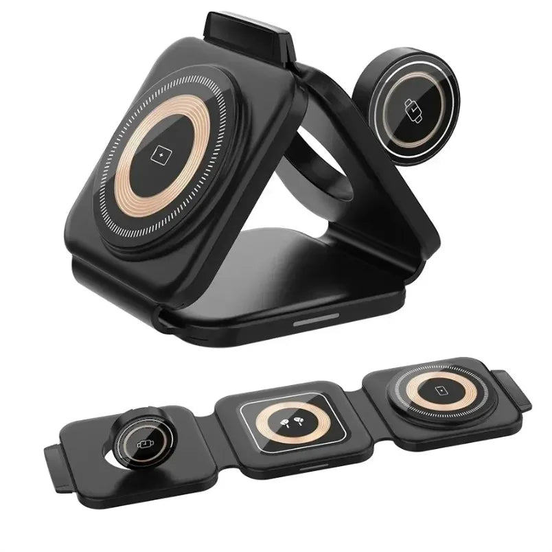 3 In 1 Magnetic Wireless Charger 30W Fast Charging Station Pad Foldable Phone Chargers Stand for iPhone 16-12 IWatch 8 7