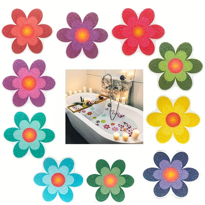 10pcs Cartoon Pattern Bathroom Bathtub None Slip Stickers Staircase Floor EPDM Mat Kids Room Self-adhesive Anti-skid Sticker