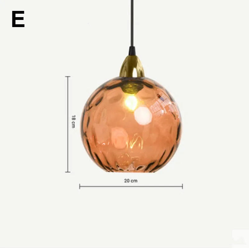 Modern Colored Glass Ball Lustre Pendant Lights Nordic Water Grain Restaurant Kitchen Hanging Light Fixture Bedroom Bedside Lamp