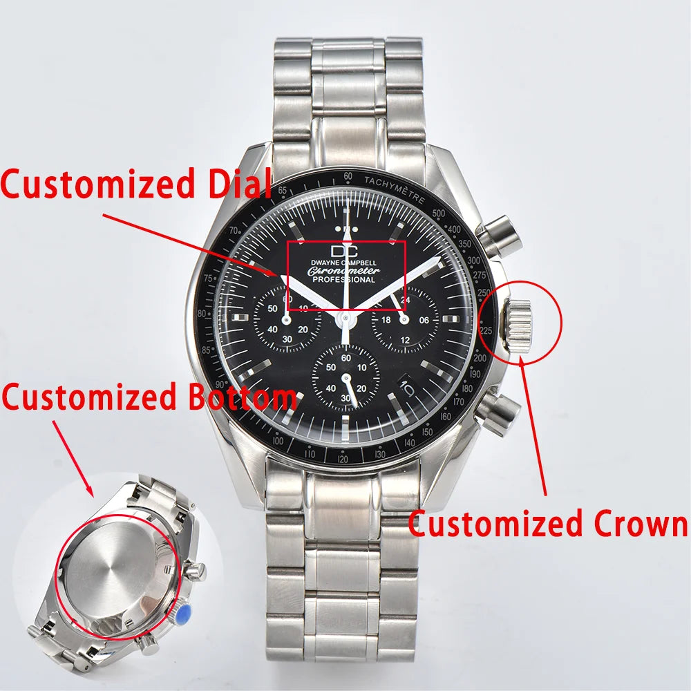Customized LOGO VK63 Watch 40mm Fashion Sapphire Case 316L
