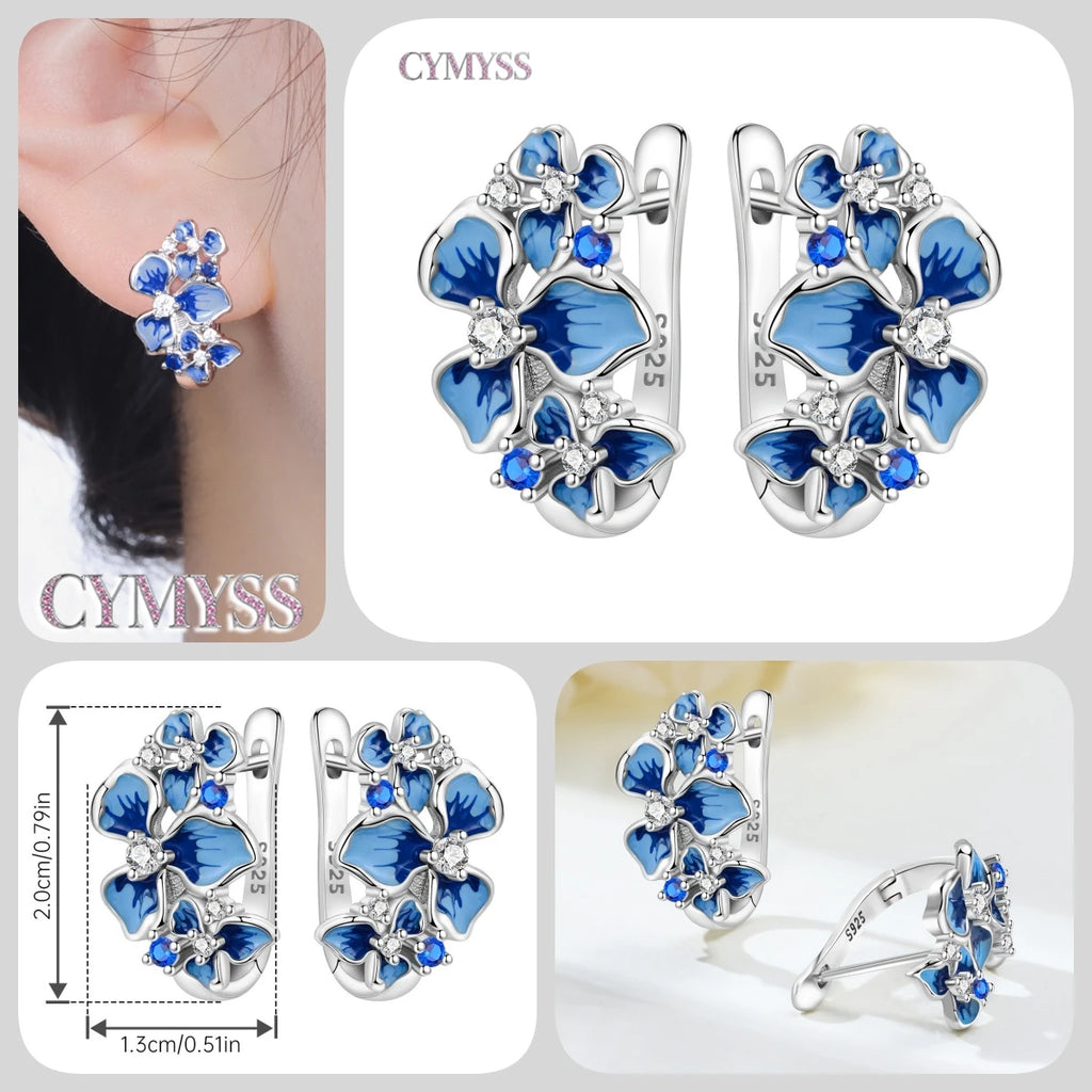 925 Sterling Silver Purple Flowers Plants Leaf Series Blue Iris