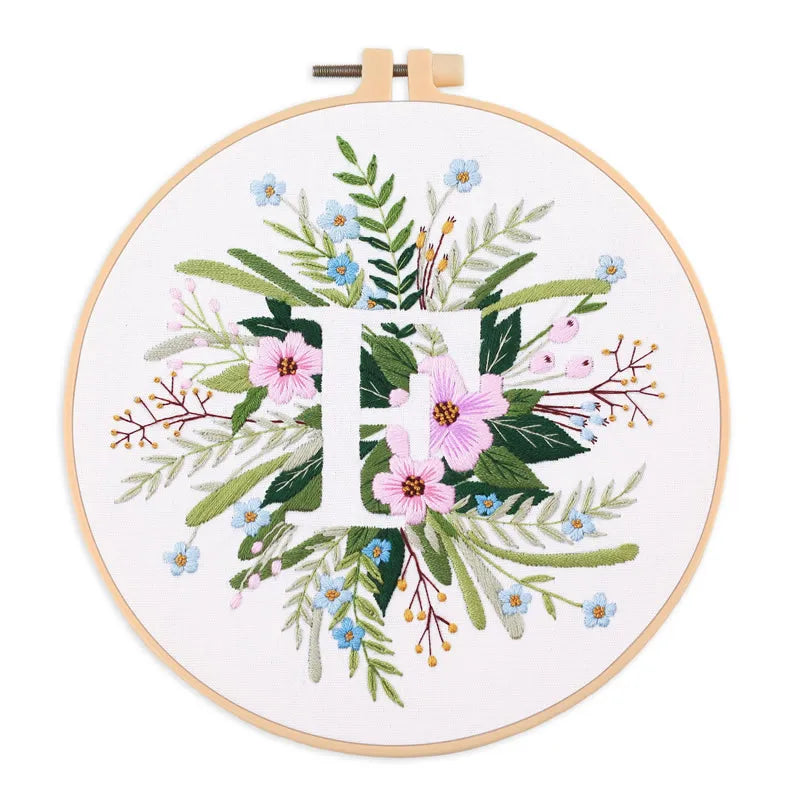 Embroidery Kit for Christmas DIY Wreath Printed Pattern Flower Cross Stitch Set Needlework Hoop Handmade Sewing Art Craft Kit