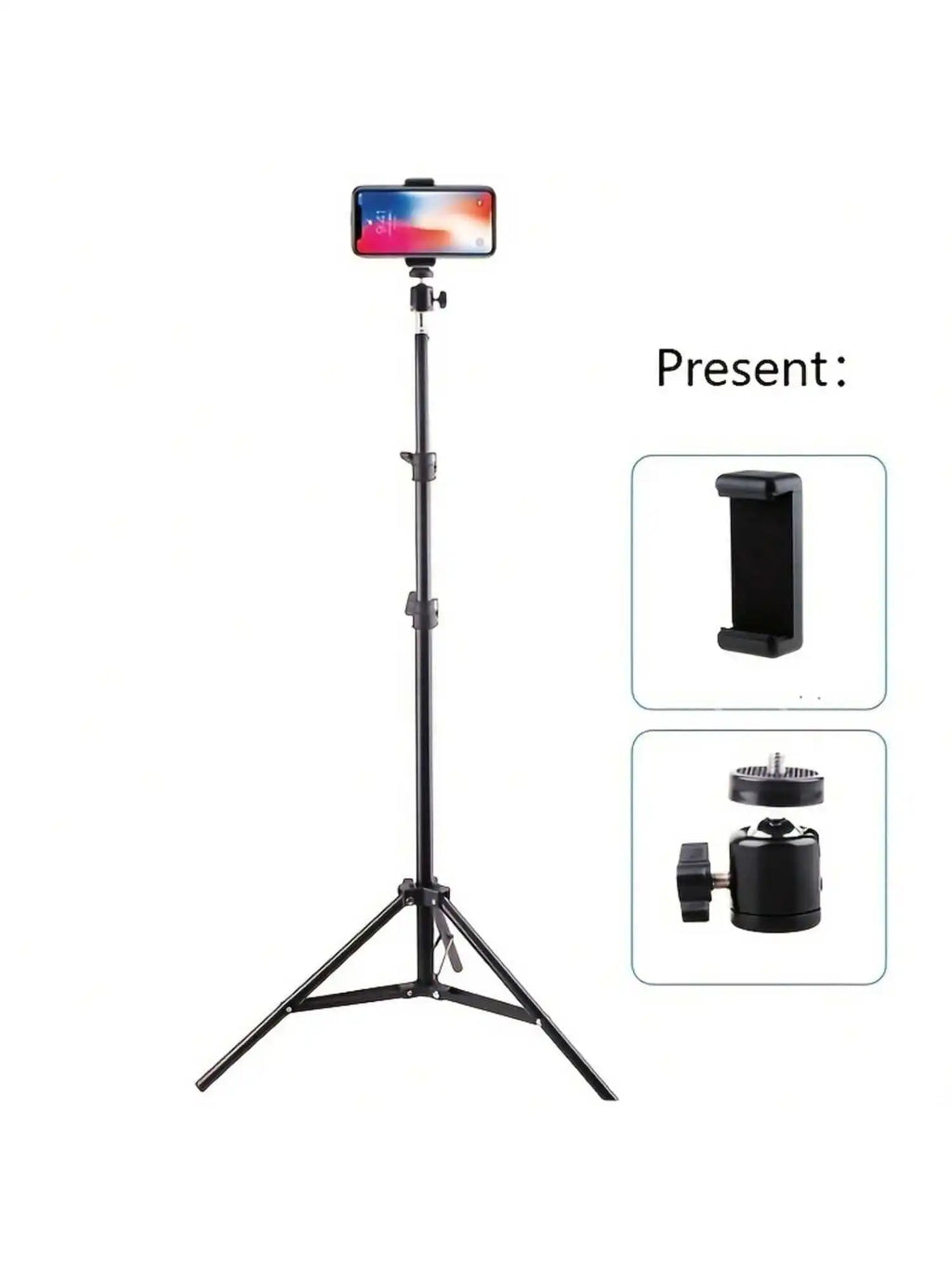 1pc 63-inch With Foldable Tripod & Phone Holder Clip 160.02 Cm Multifunctional Tripod, Tripod For Phone And Camera