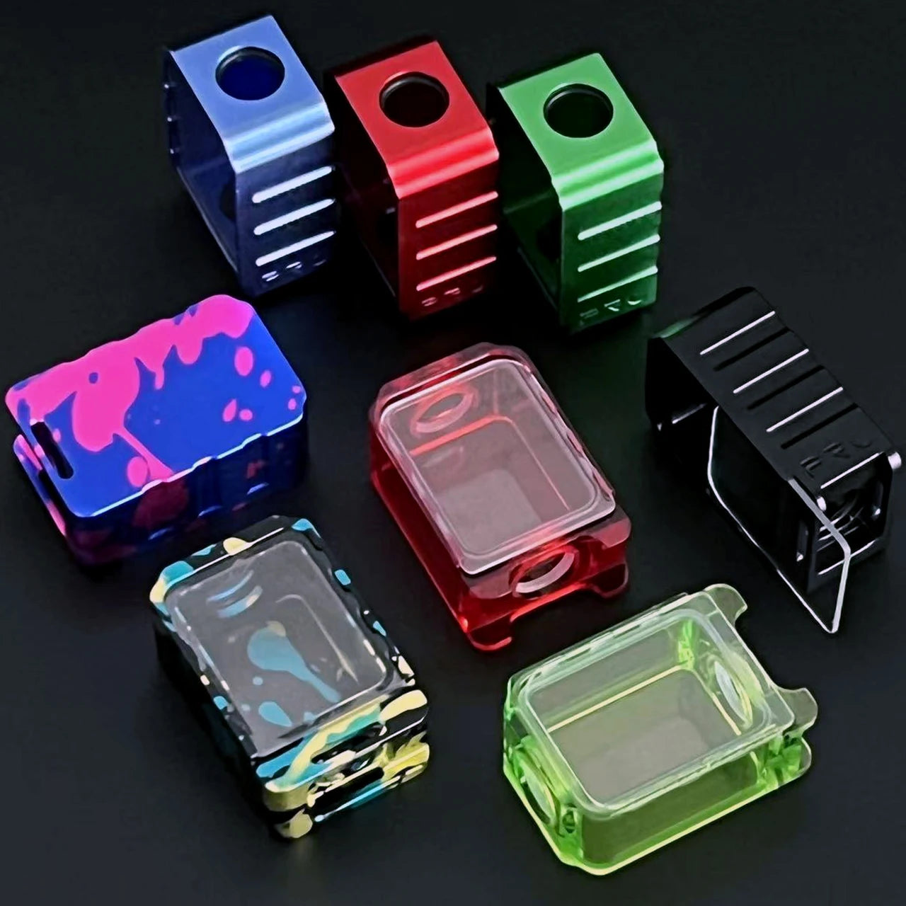 Colorful Aluminum/Acrylic 39mmx26mmx16.5mm Desk Organizer Box BORO with Glass Cover Billet Storage O Rings Holders Accessories