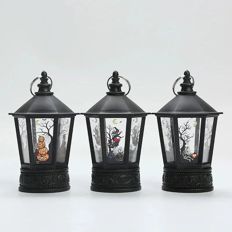 Halloween Hanging LED Lantern Retro Witch Castle Pumpkin Ghost Lamp Halloween Party Home Indoor Outdoor Decor Gift Supplies