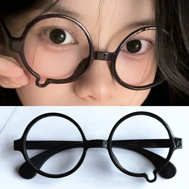 Y2K Anime Without lenses Glasses Dripping Tears Black Frame Unisex Retro Fashion Eyewear Cosplay Cute Accessories