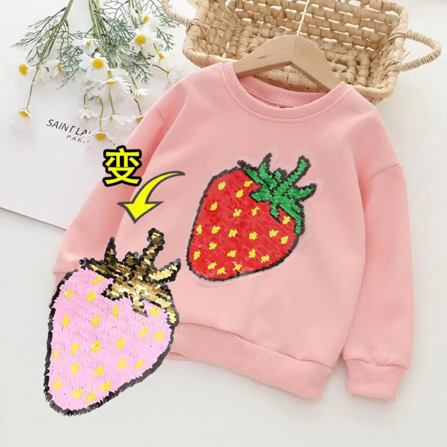Cute Cat Baby Girls Hoody Sweatshirt Toddler Kids Cotton Sequins Cartoon Sweater Children Spring Autumn Clothes Tops