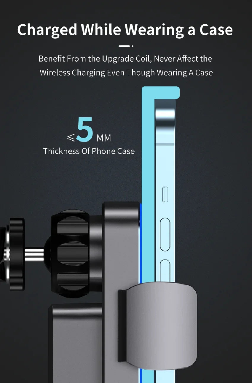 Wireless Charger Car Stand Phone Holder Dual Coil Fast Charging Station For Samsung Z Flip 4 3 2 S21 S20 S10 iPhone 15 14 13 12