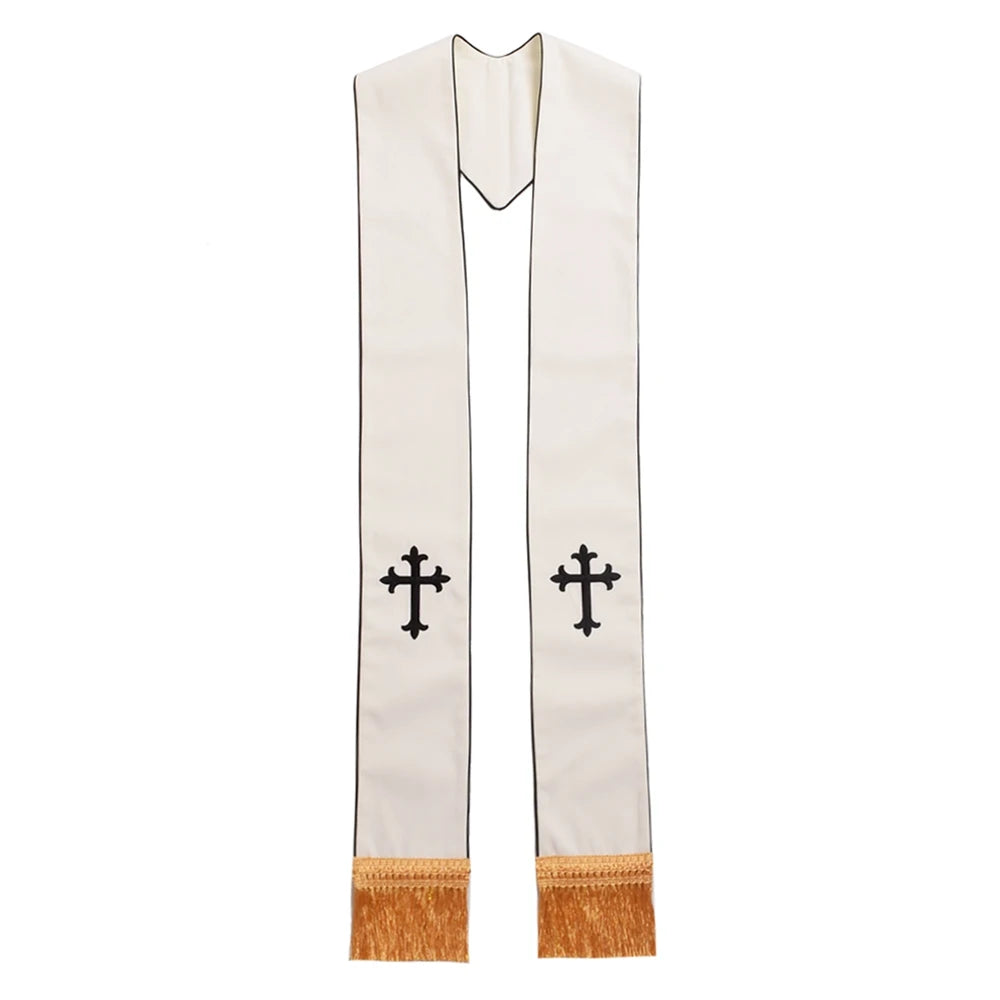 Clergy Black Stole Priest Cross Embroidered Costumes