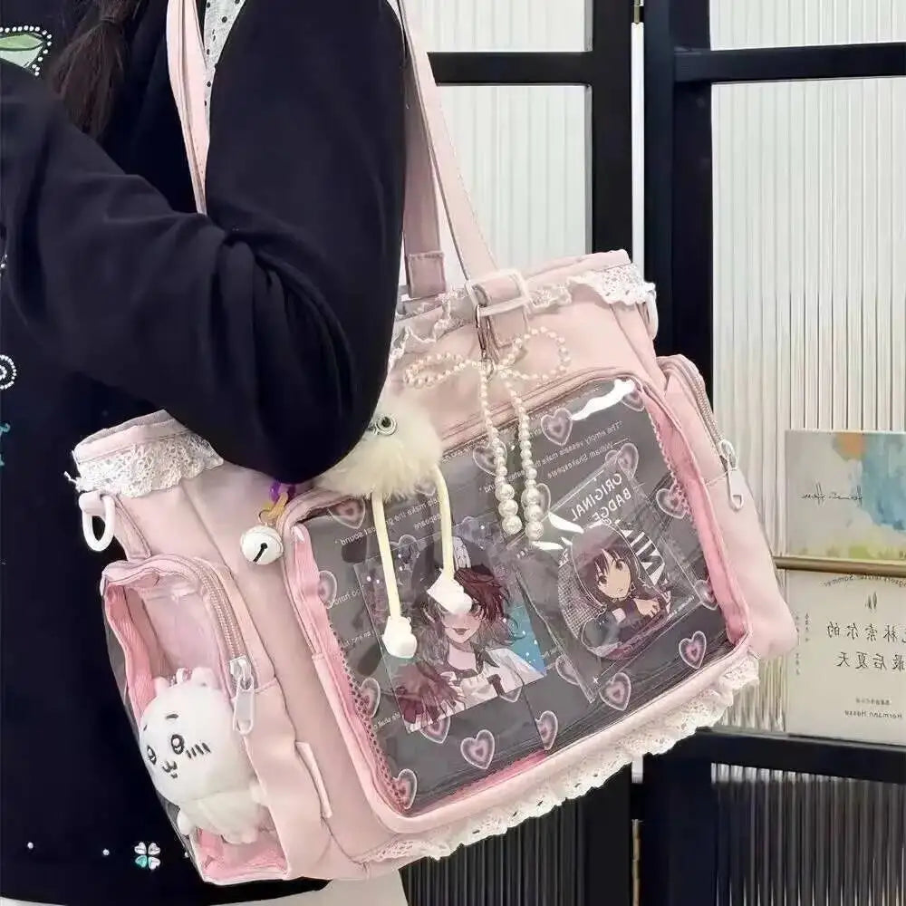 Y2K Cute Japanese Ita Shoulder Bag Lolita Girls Transparent Tote