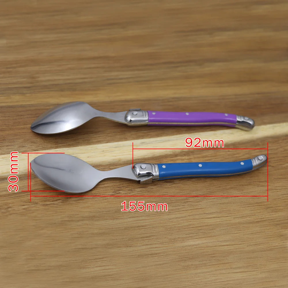 Laguiole Teaspoon set Mini Small Coffee Spoons Ice Tea Spoon Stainless Steel Stirring Dessert Scoop Flatware 6'' 15.5cm 4-10pcs